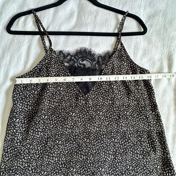 Storia Cami Tank Top Womens Small Black Animal Print Lace Trim Party Whimsigoth - Picture 6 of 9
